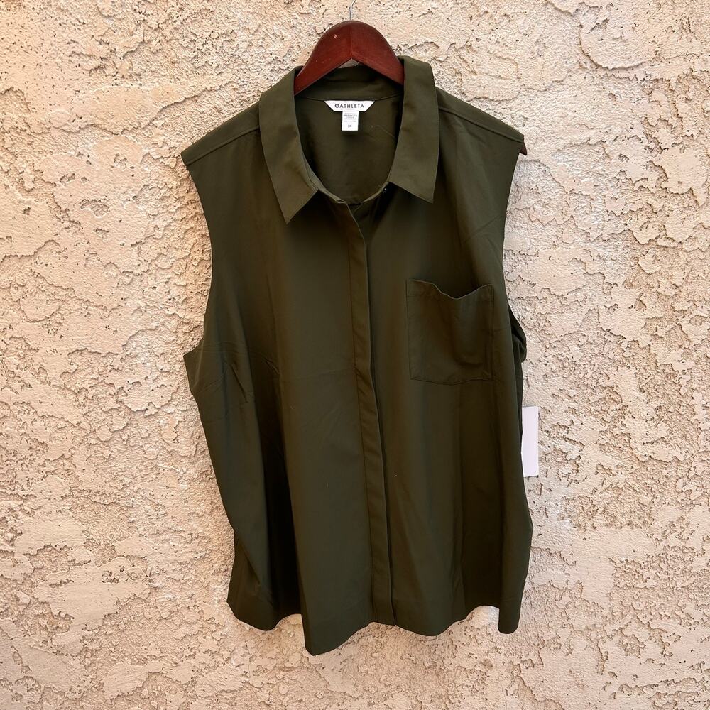 NWT Athleta Olive Green Everlasting Tank Top Size Womens 3X - Picture 3 of 7